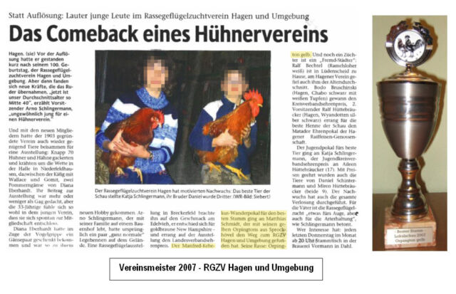 Lokalschau Hagen 2007 - Vereinsmeister auf Orpington gelb